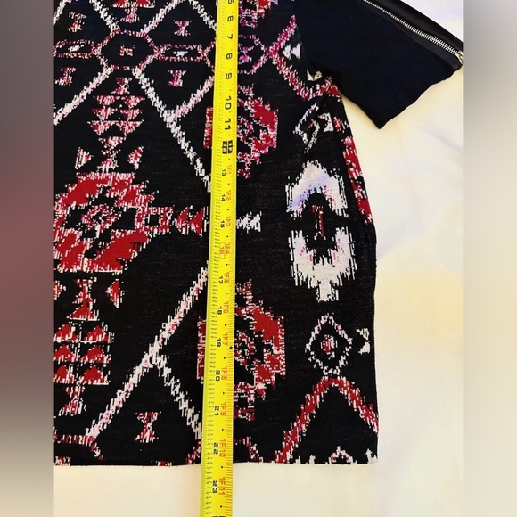 SANDRO PARIS Office Siren Blouse Sz2 US M Cowhide Leather Zip Sleeve Geometric - Picture 13 of 13